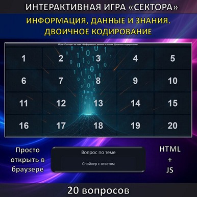 Интерактивная игра «Сектора» по теме «Информация, данные и знания. Двоичное кодирование»