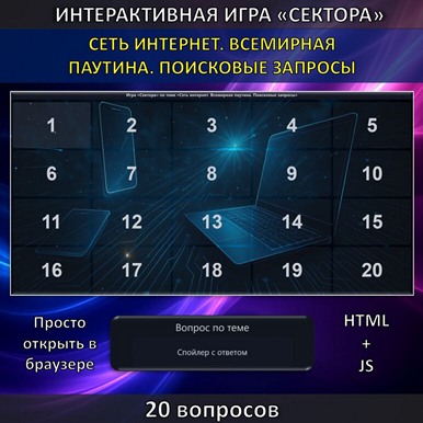 Интерактивная игра «Сектора» по теме «Сеть интернет. Всемирная паутина. Поисковые запросы»