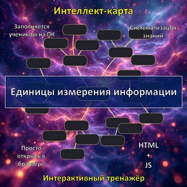 Интеллект-карта по теме «Единицы измерения информации», тренажёр