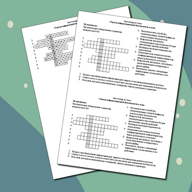 Кроссворд по теме «Угрозы информационной безопасности в сети»