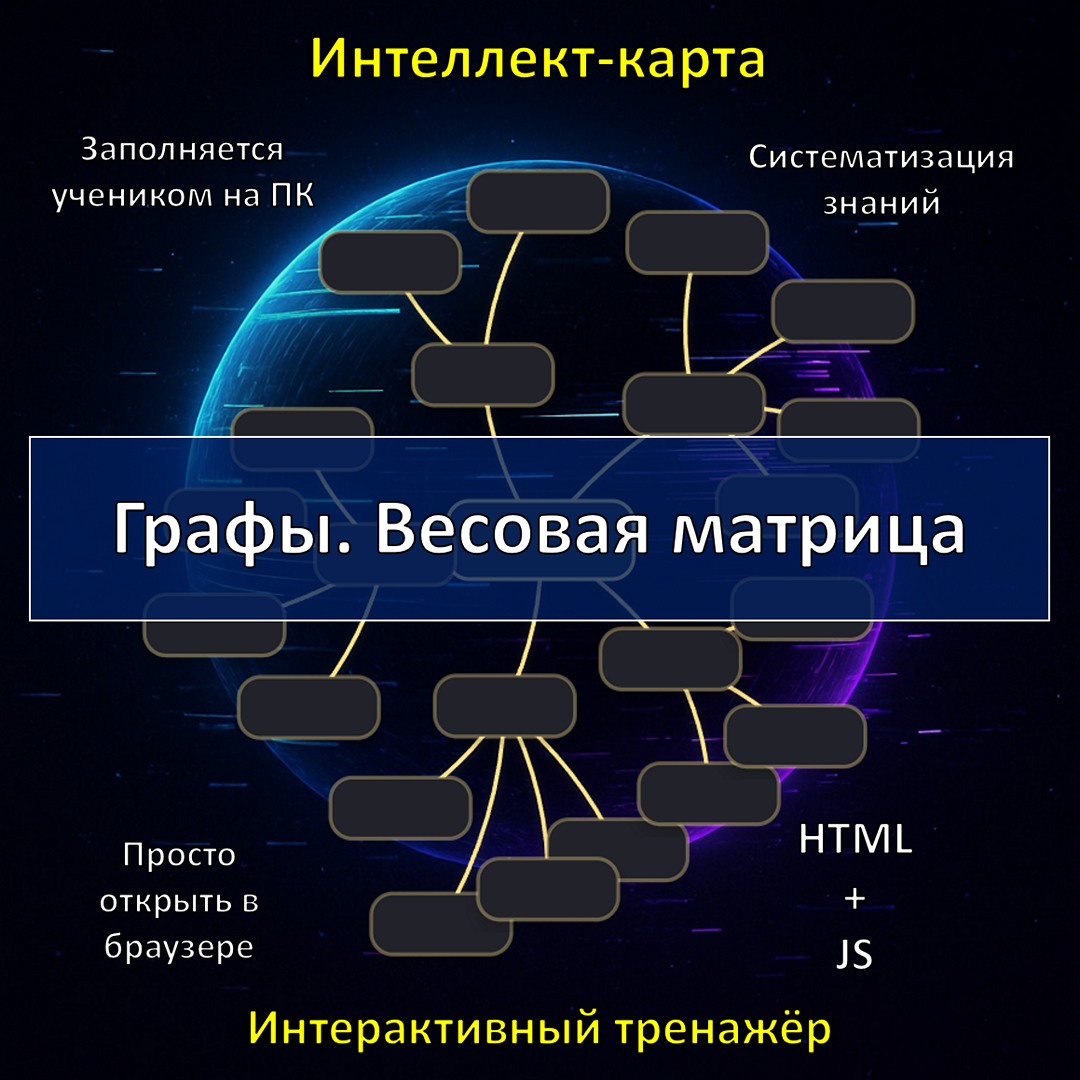 Интеллект-карта по теме «Графы. Весовая матрица», тренажёр