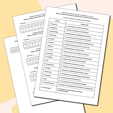 Контрольная работа «Термины и определения» по теме «Общие сведения о языке программирования. Системы программирования»