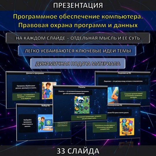 Презентация по теме «Программное обеспечение компьютера. Правовая охрана программ и данных»
