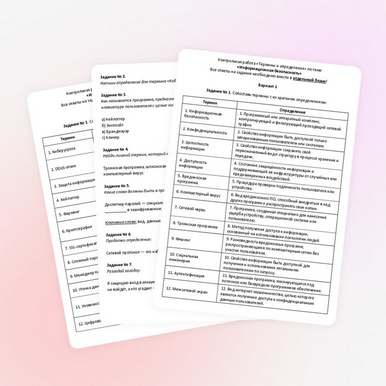 Контрольная работа «Термины и определения» по теме «Информационная безопасность»